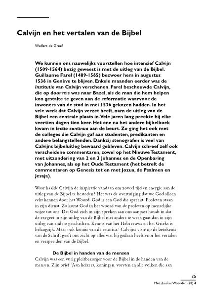 Calvijn en het vertalen van de Bijbel