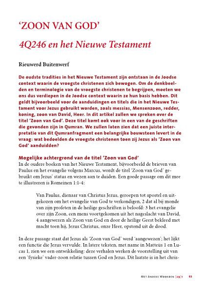 'Zoon van God'. 4Q246 en het Nieuwe Testament